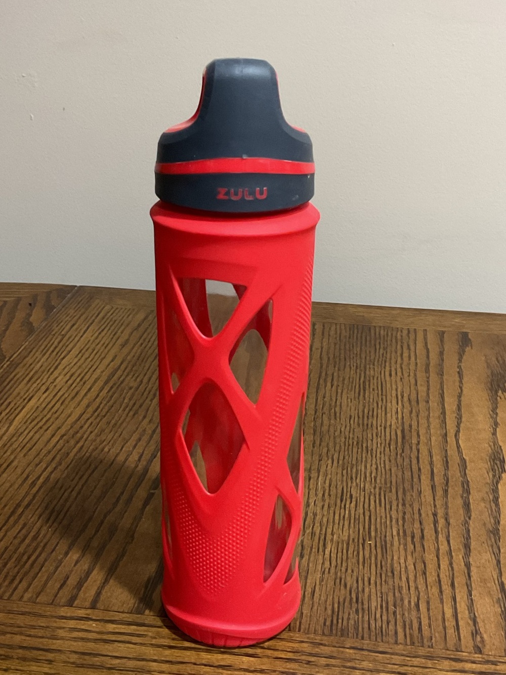 Zulu Red Silicone-Sleeve Water Bottle with Dark Gray Spout Lid